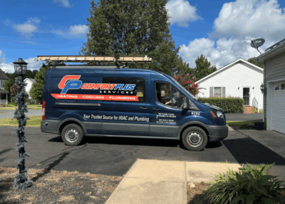 CPS service van parked in front of a Sussex County customer's home.