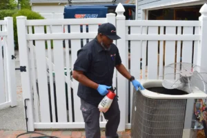 Mike H Mike H., a NATE-certified and experienced HVAC technician with Comfort Plus Services Georgetown, DE team, performs an HVAC maintenance service for a long-time service plan customer near Bethany Beach.